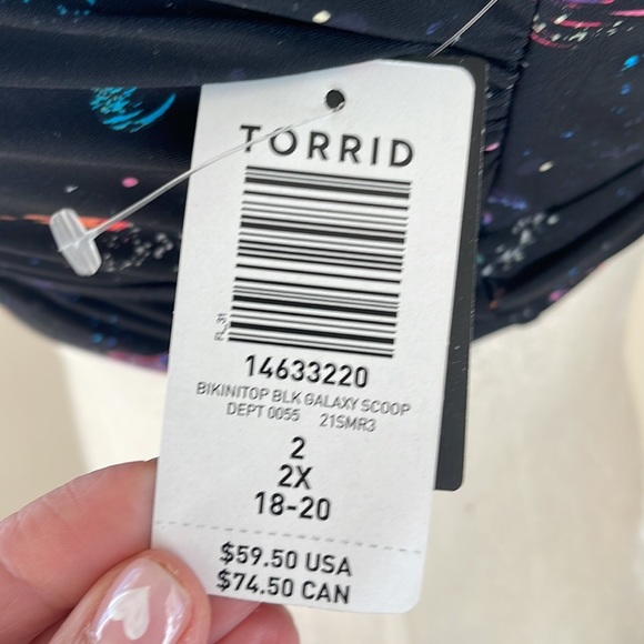 Torrid Bikini Top Black Galaxy Scoop Size 2X 18-20 New - Picture 3 of 4
